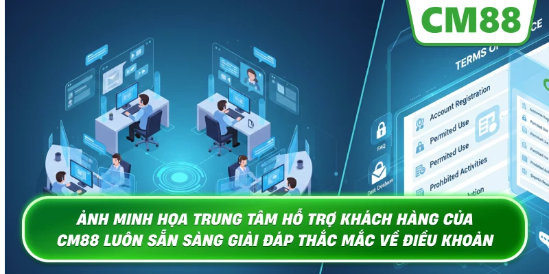 Ảnh minh họa trung tâm hỗ trợ khách hàng của Cm88 luôn sẵn sàng giải đáp thắc mắc về điều khoản